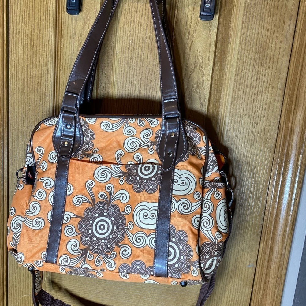 House of Botori orange and brown big bag shoulder bag purse duffle bag baby bag‍